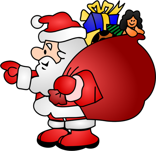 Julenissen med en pose full av presenterer vector illustrasjon