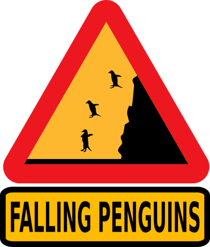 Putoavat pingviinit varoitus