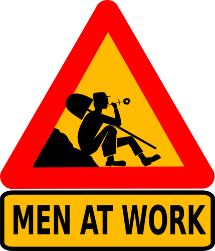 Homens no trabalho roadsign imagem de vetor
