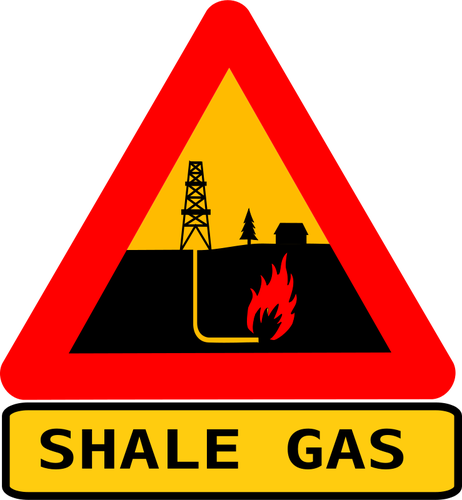 Wektor znak ostrzegawczy dla fracking gazu łupkowego