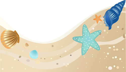 Playa de verano con conchas vector de la imagen