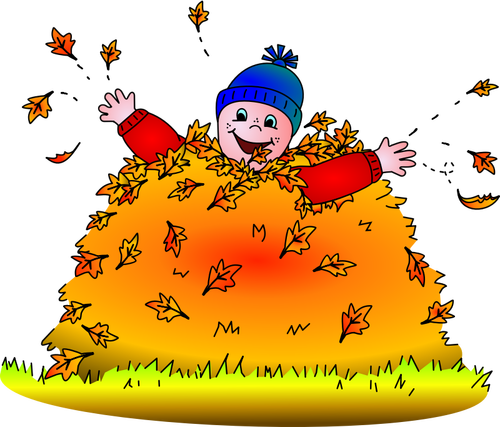 Kid im Blätter-Vektor-illustration