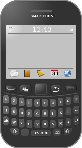 Smartphone med azerty tangentbord vektorgrafik
