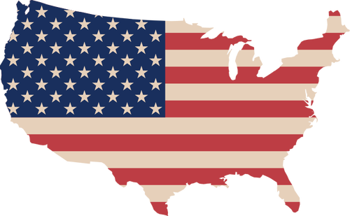 미국 지도 및 플래그