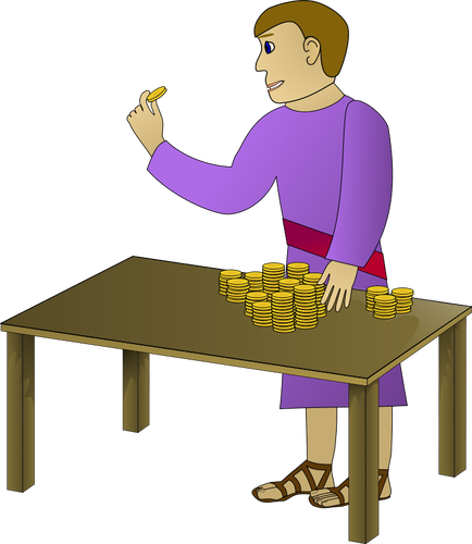 Векторное изображение человека с монетами