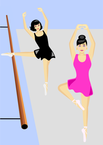 Vektorgrafik von Frauen beim Tanz-Training