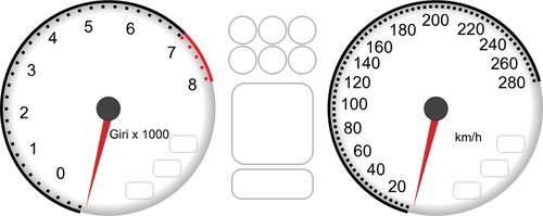 Vektör çizim araç kontrol paneli takometre ve hız göstergesi
