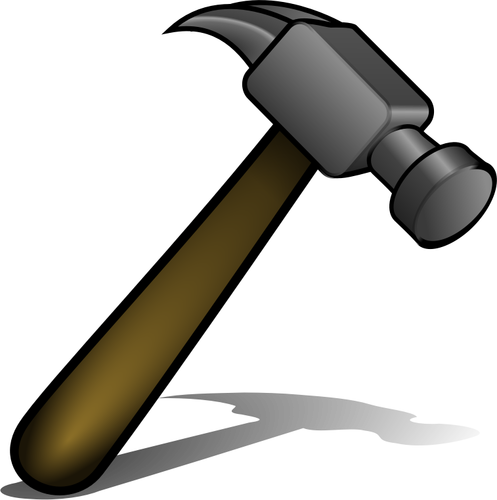 Vector graphics of brown handle hammer with shadow