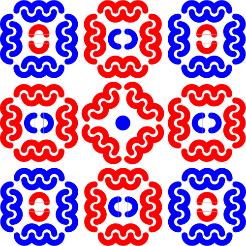 Decoração de telhas de imagem vetorial de azul e vermelho