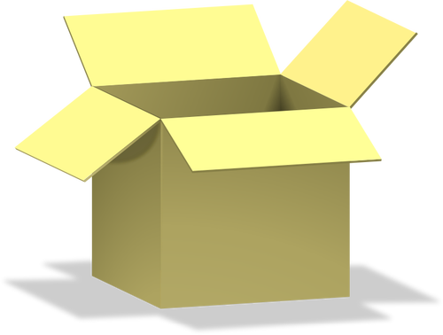Vector afbeelding van geopende gele kartonnen doos