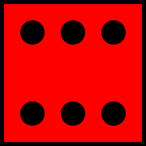 Seis pontos sobre fundo vermelho