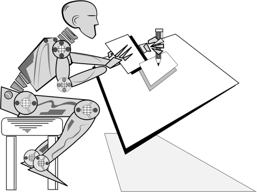 Robot duduk dan menulis
