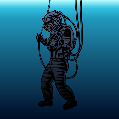 Operatore subacqueo in acqua