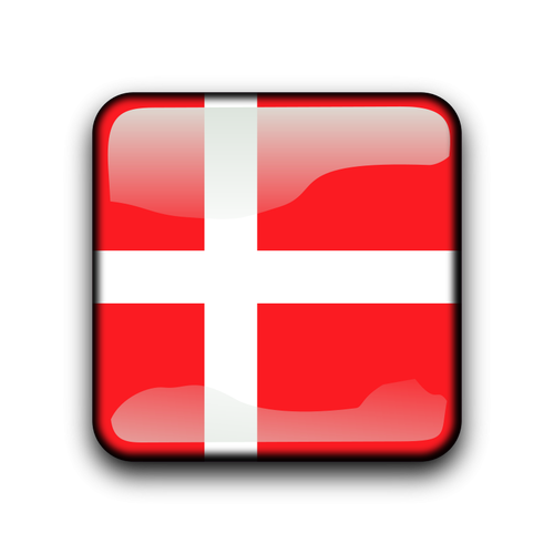 Tanskan lippu kiiltävän etiketin sisällä