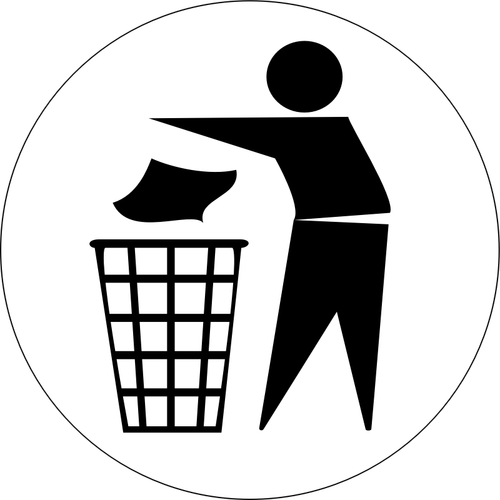 Vector drawing of dispose of rubbish in bin symbol