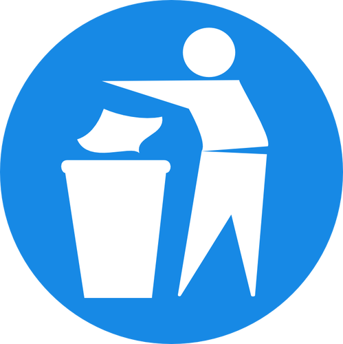 Entsorgen von Müll im bin-Zeichen-Vektor-illustration