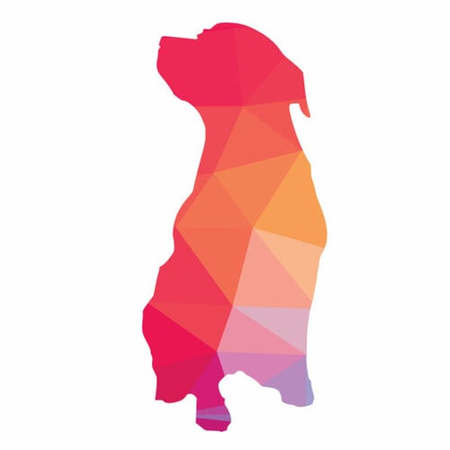 Sylwetka psa w kolorze różowym