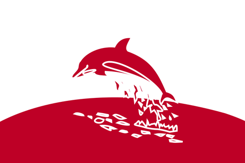 Siluet lumba-lumba merah