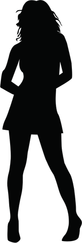 امرأة في صورة ظلية تنورة قصيرة ناقلات التوضيح
