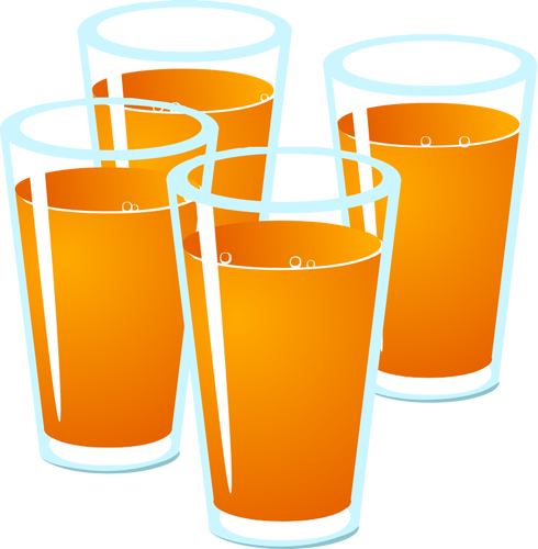 Vektor-Illustration von vier Gläsern frisch gepressten Saft