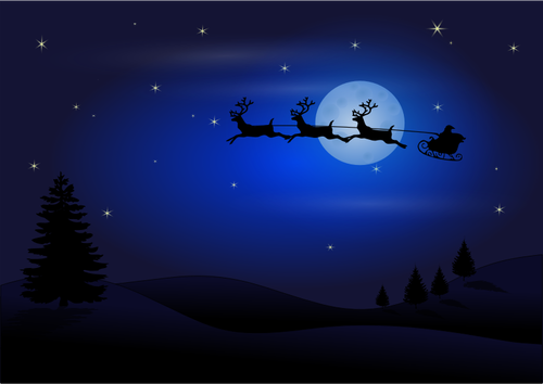 Santa med tre reinsdyr vector illustrasjon