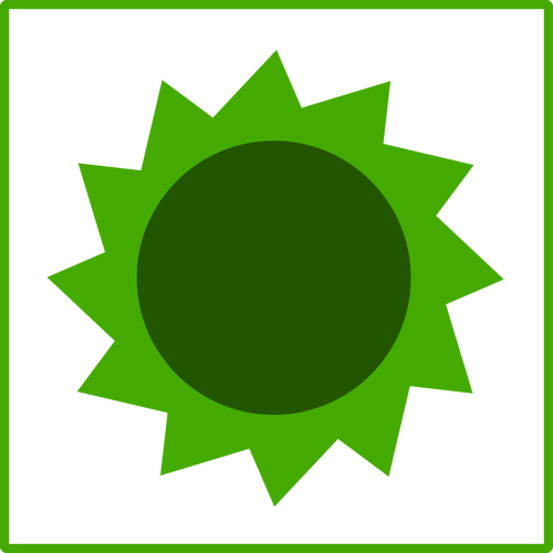 Vektorikuva ekovihreästä aurinkokuvakkeesta, jossa on ohut reuna