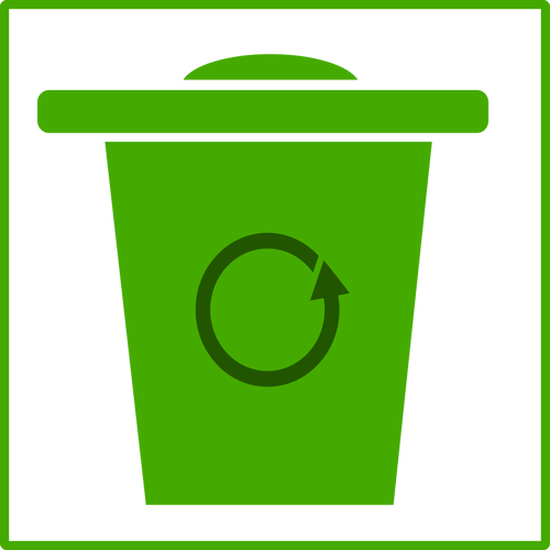 Gambar vektor Eco hijau recycle bin icon dengan perbatasan tipis