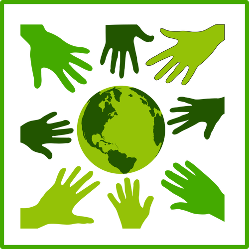 Eco solidaritas hijau Ikon ilustrasi vektor