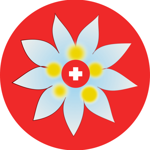 Schweiziska korset och blomma