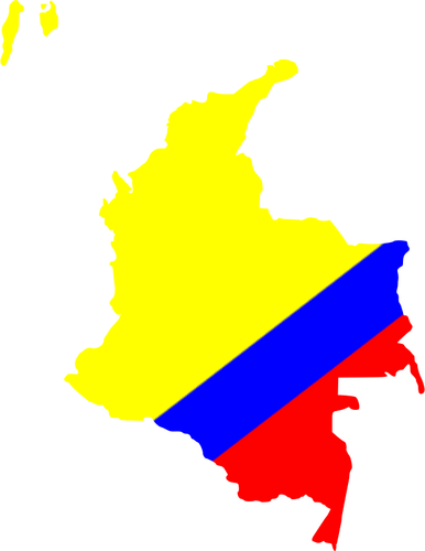 Mapa colombiano nas cores da bandeira nacional