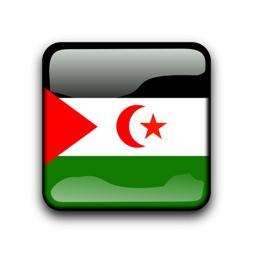 Botão brilhante com bandeira do Saara Ocidental
