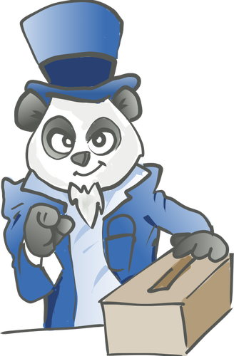 Wahl Panda mit einer Wahlurne-Vektor-illustration