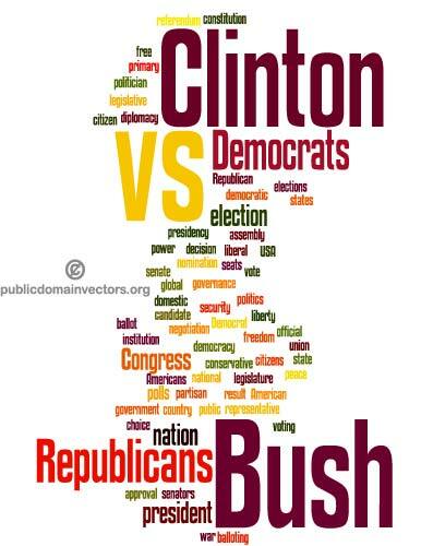 Clinton und Bush-Wort-Wolke