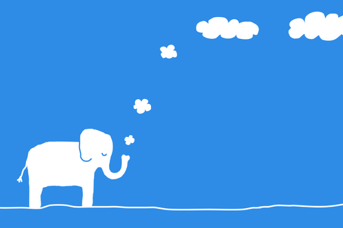 Clip-art vector de elefante soprando nuvens