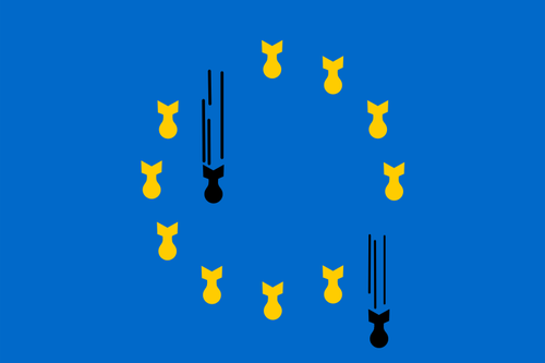 Vector bildet av EU-flagget med bomber i stedet for strars