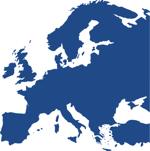 濃い青の色のヨーロッパの地図