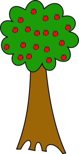 Desenho de árvore de desenhos animados de maçãs vetorial