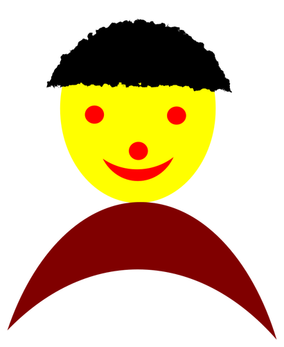 Simple drawing of a face with black hair