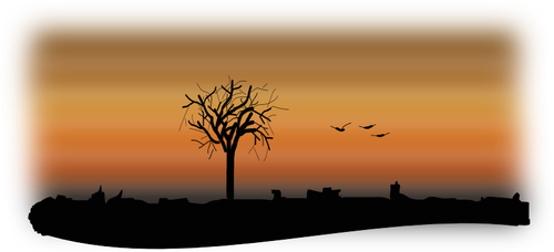 Imágenes Prediseñadas vector silueta de paisaje de otoño