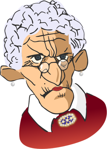 Vector illustration of grumpy old woman