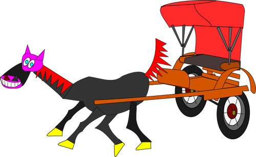 Cartoon-Pferd und Wagen