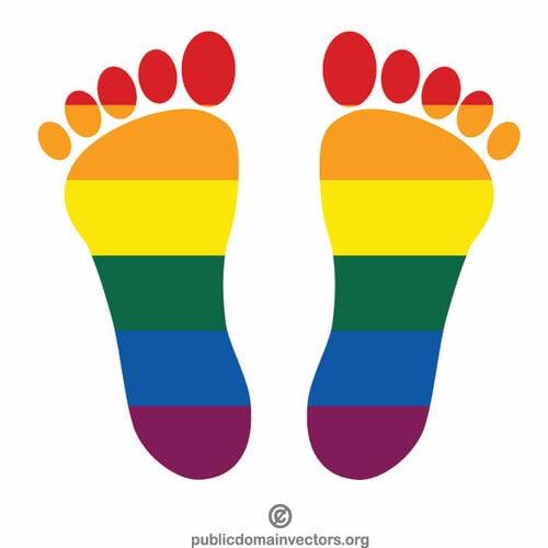 Ayak silueti LGBT renkleri