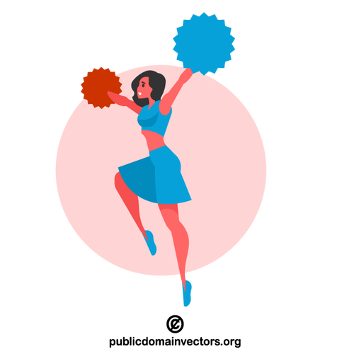Kvinnlig cheerleader med pompones