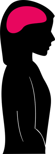 Vrouwelijke silhouet met hersenen in kleur vector afbeelding