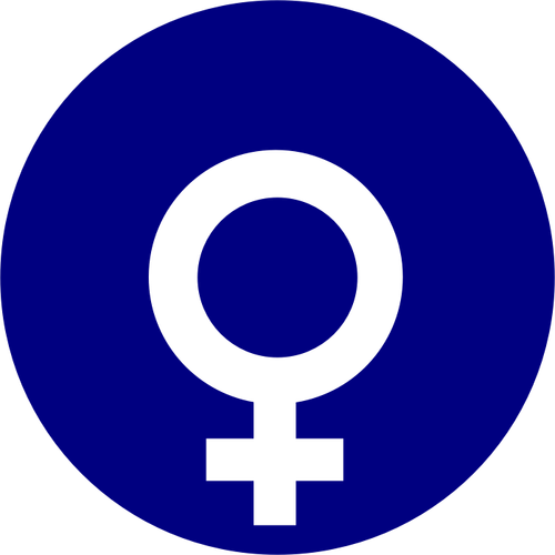 Clip art wektor symbol płci dla kobiety na niebieskim tle