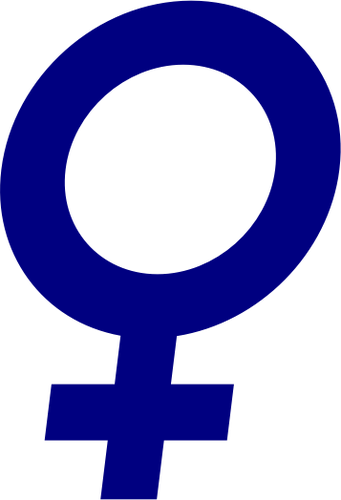 Illustrazione vettoriale del simbolo del genere corsivo blu scuro per le femmine