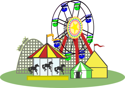 Vektor-Grafiken des Zirkus mit Einrichtungen für Kinder