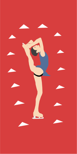 Grafika wektorowa łyżwiarka figurowa na czerwonym tle