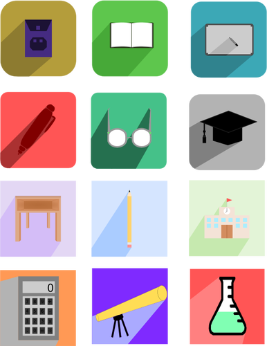 Vektor illustration av utbildning platt design ikoner med skuggor
