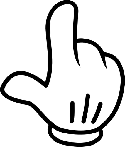 Finger peker nog i svart-hvitt bilde